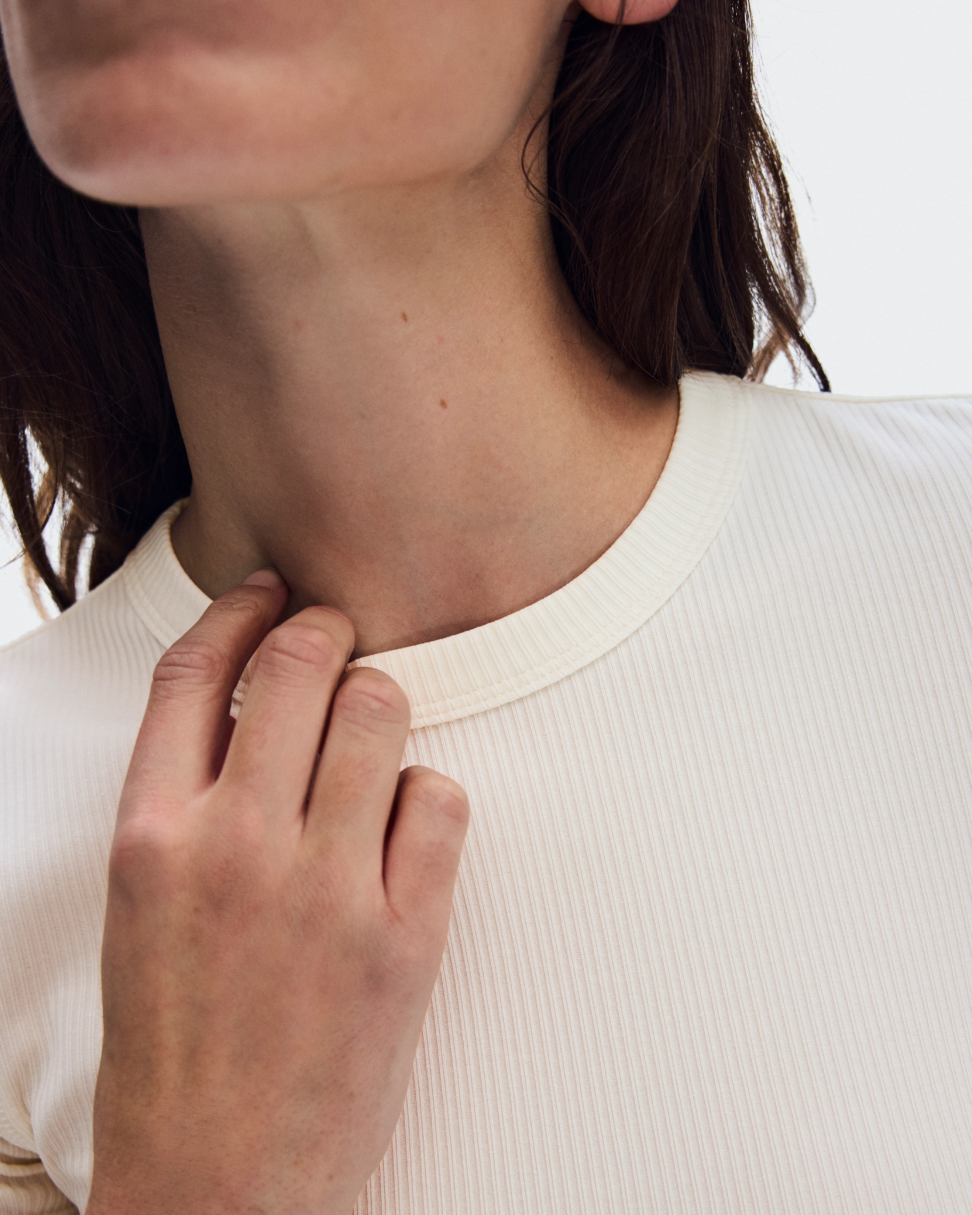 On All-Day Ribbed T-Shirt Ivory Women Tops and t-shirts