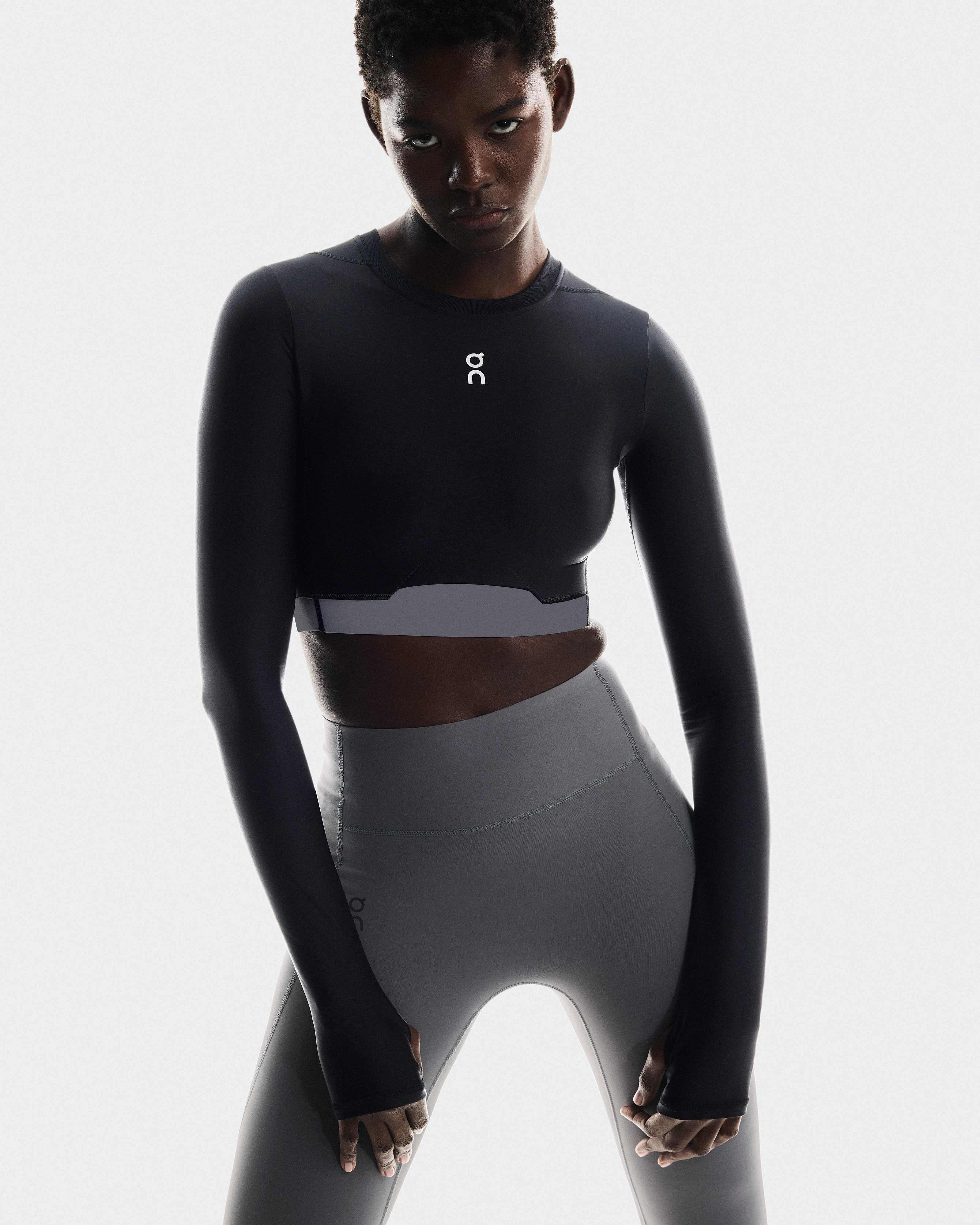 On Train Long Sleeve Crop Black Women Tops and t-shirts