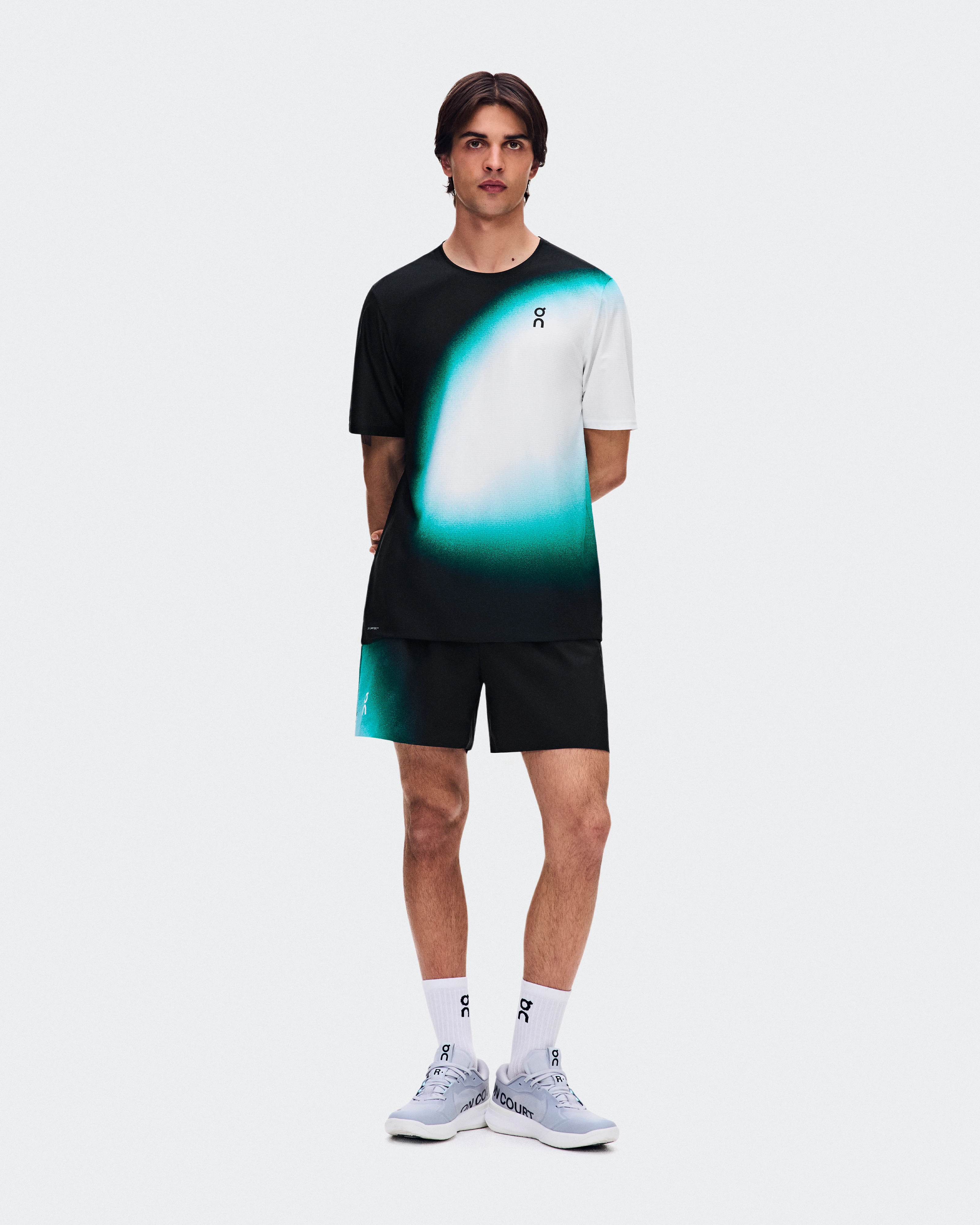On Court-T Swing Black & Neem Men Tops and t-shirts