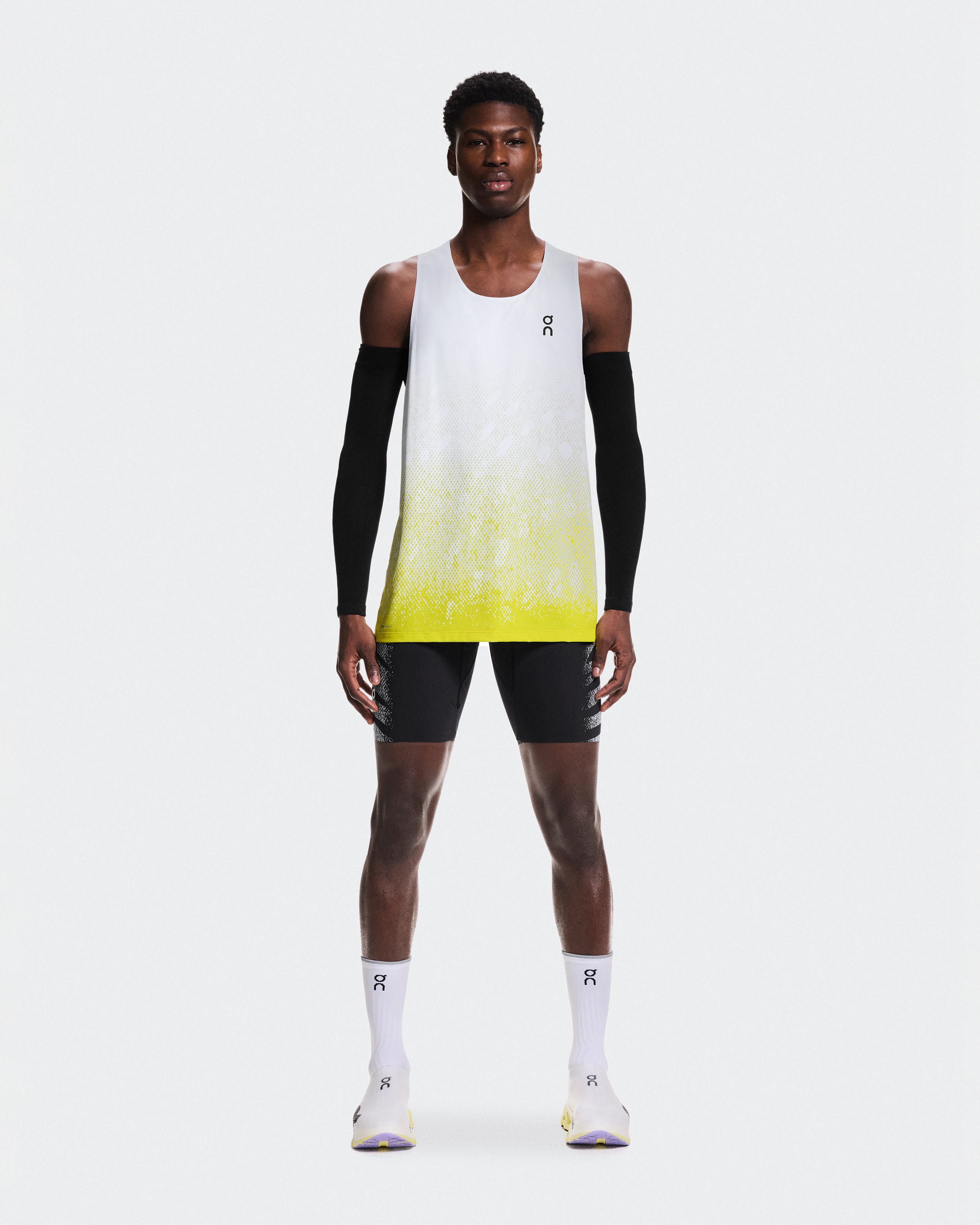 On Zero Singlet White & Lime Men Tops and t-shirts