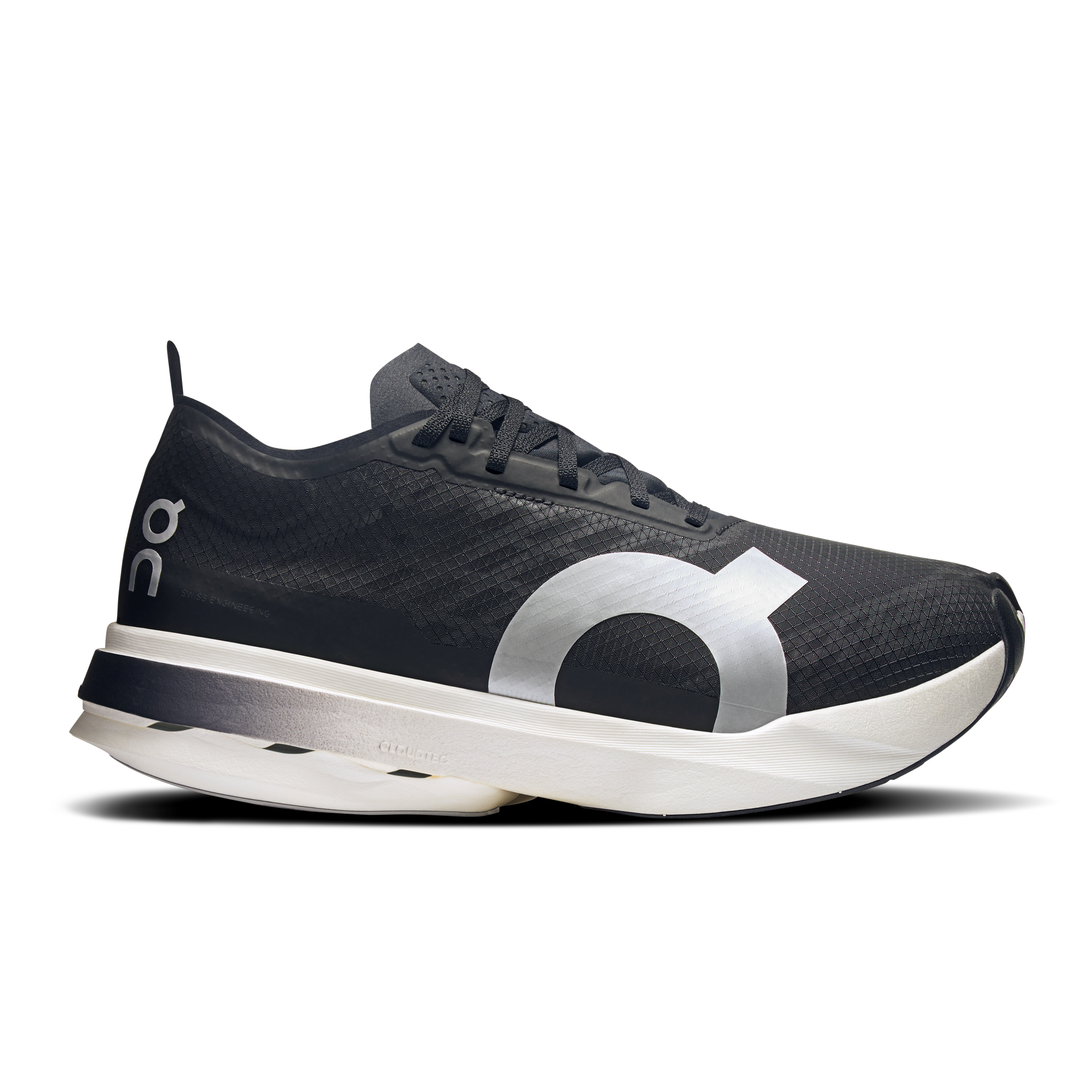On Cloudboom Strike Black & White Women – Fast road running, full marathons, race day Shoes