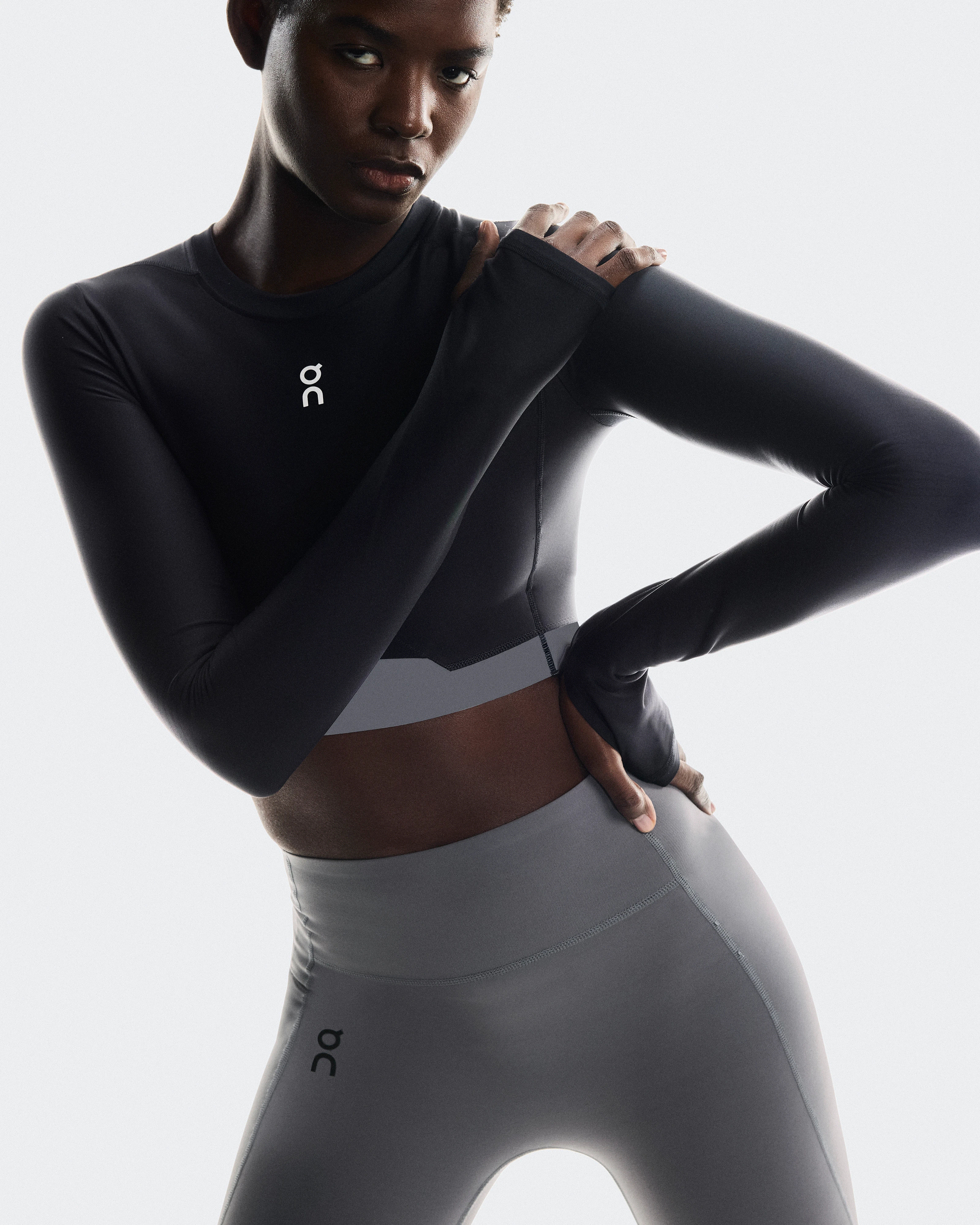 On Train Long Sleeve Crop Black Women Tops and t-shirts