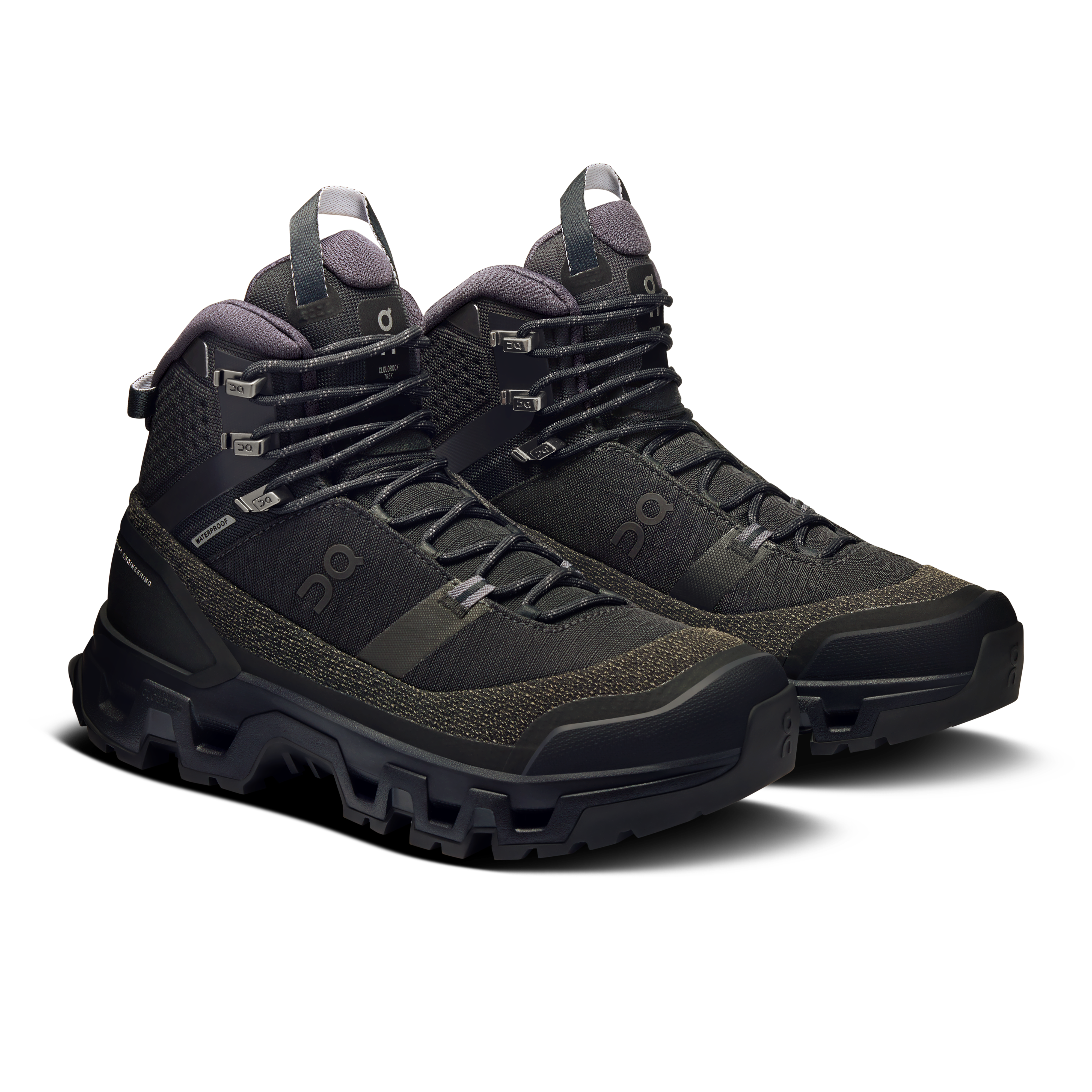 On Cloudrock Trek Waterproof Black & Black Women Hiking Shoes