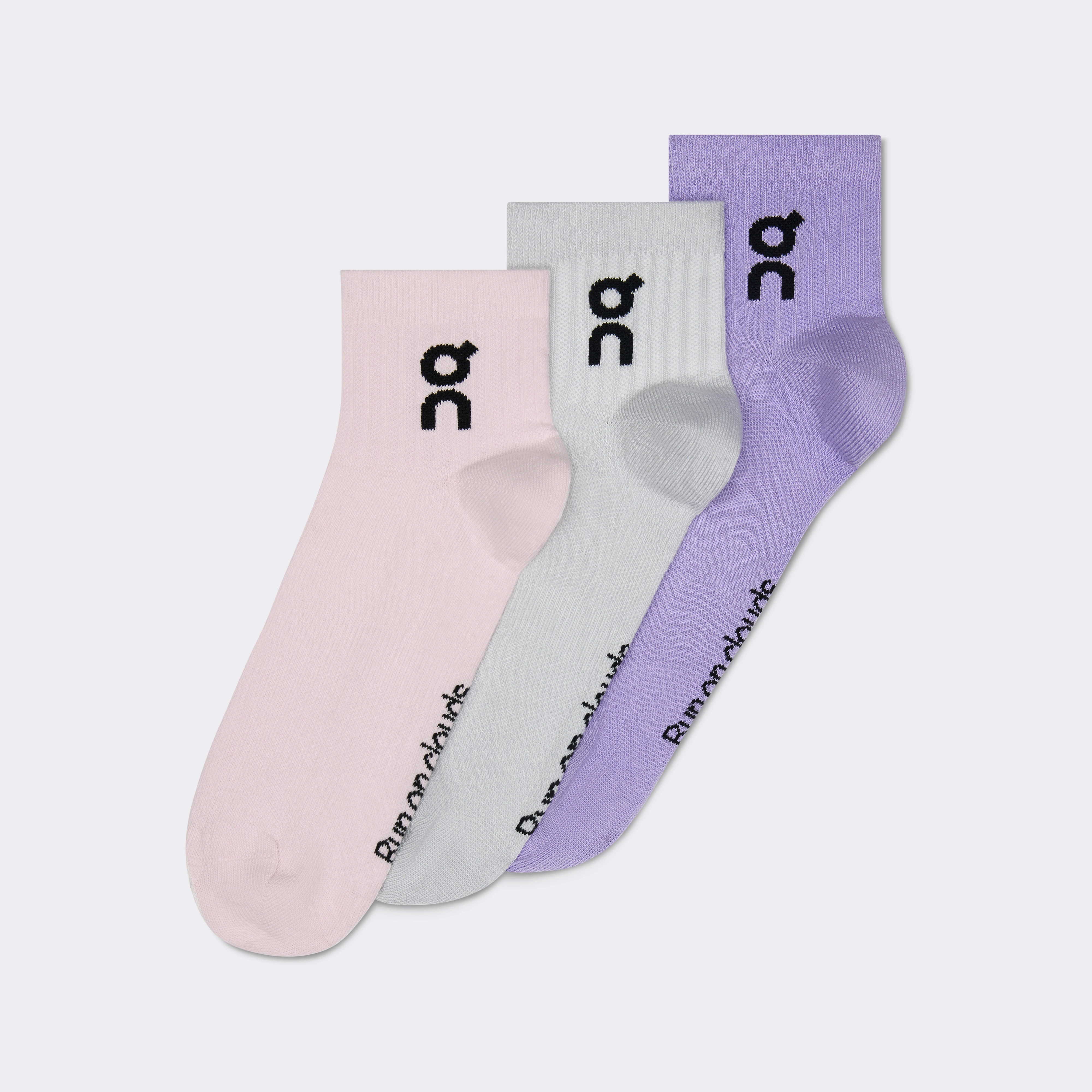 On Logo Sock Mid 3P Orchid & Bloom Unisex – All day, breathable, versatile Socks
