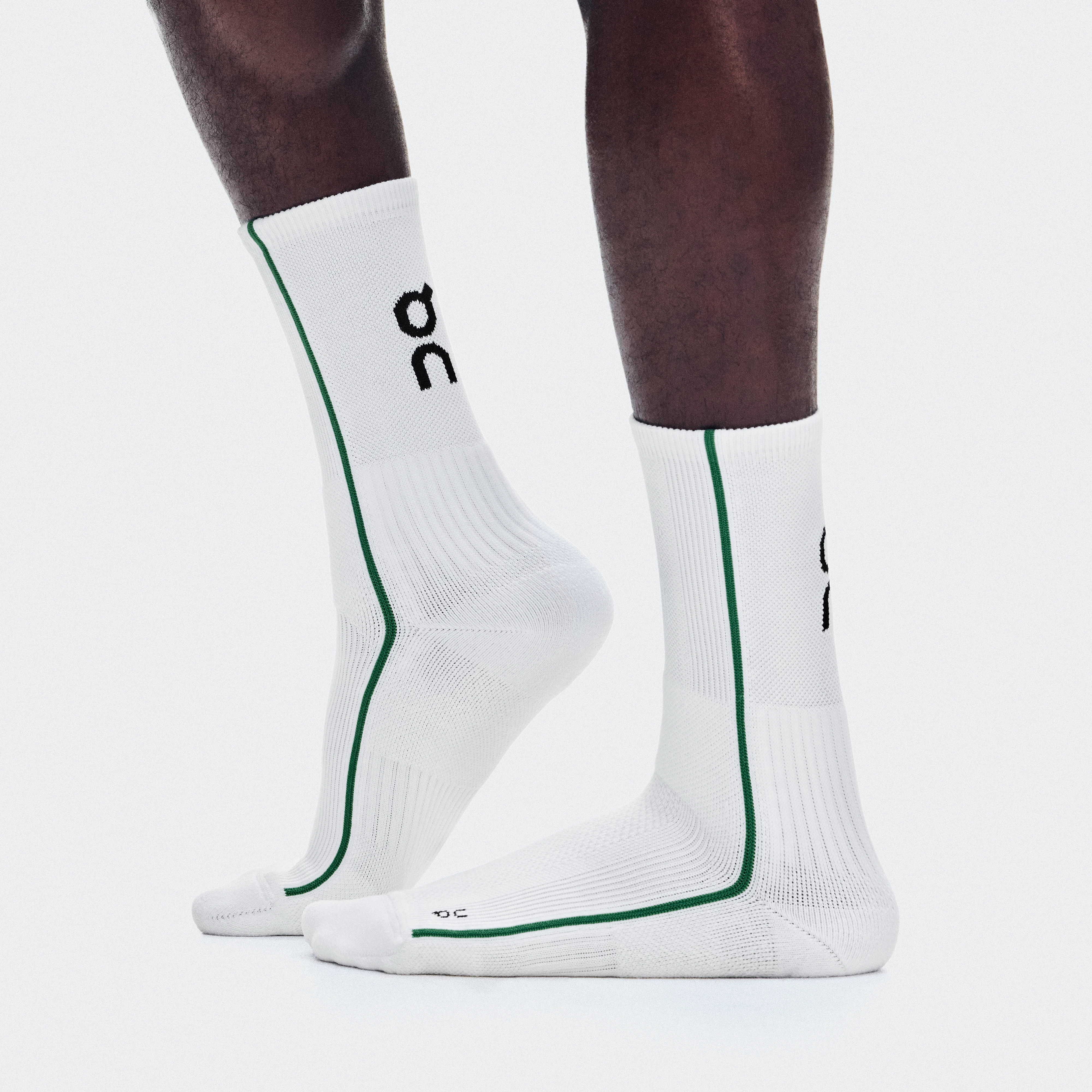 On Court Sock High White & Neem Unisex – Performance tennis, cushioned, breathable Socks