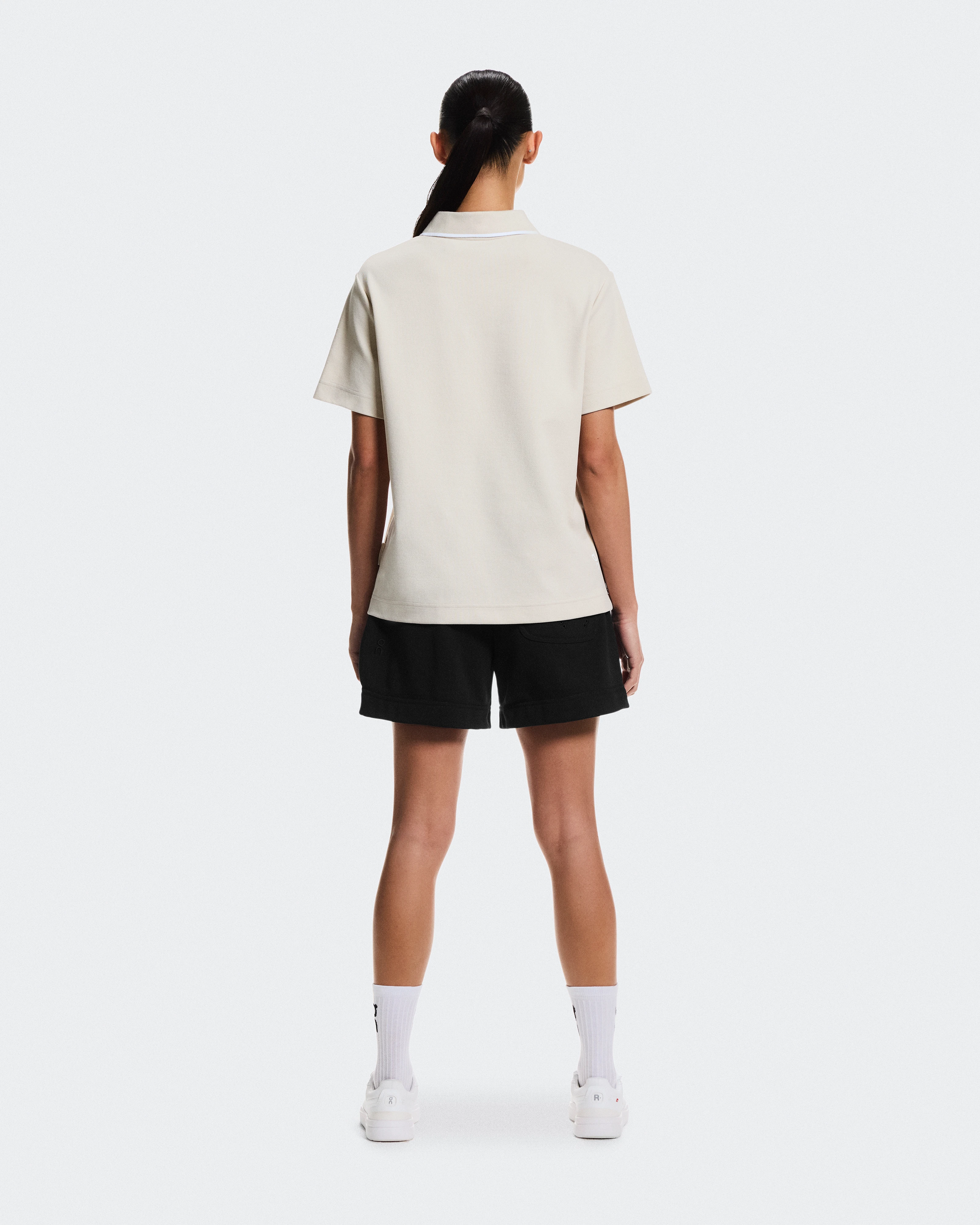 On Courtside Polo Sand & White Women Tops and t-shirts