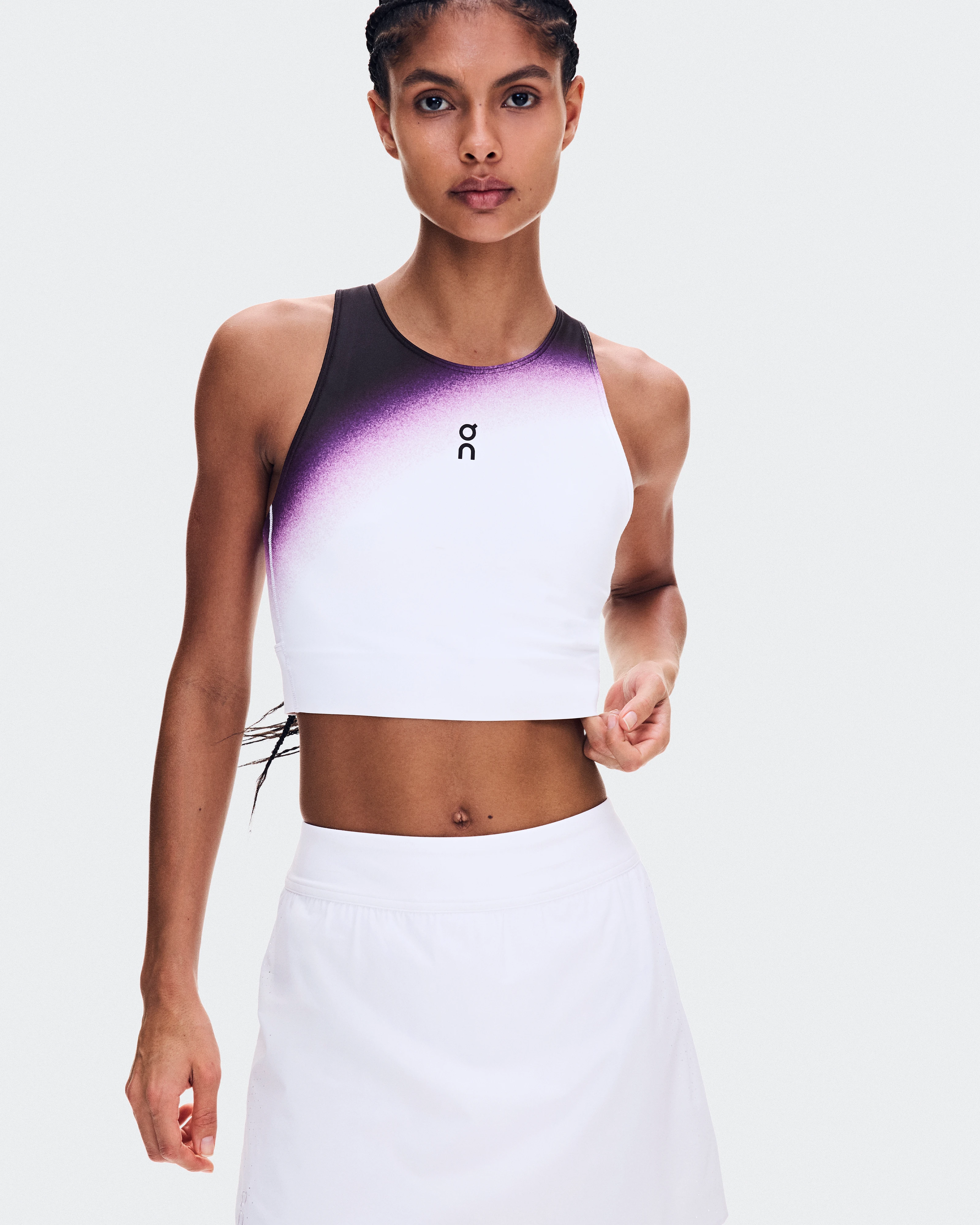On Court Crop Top Swing White & Cassis Women Tops and t-shirts