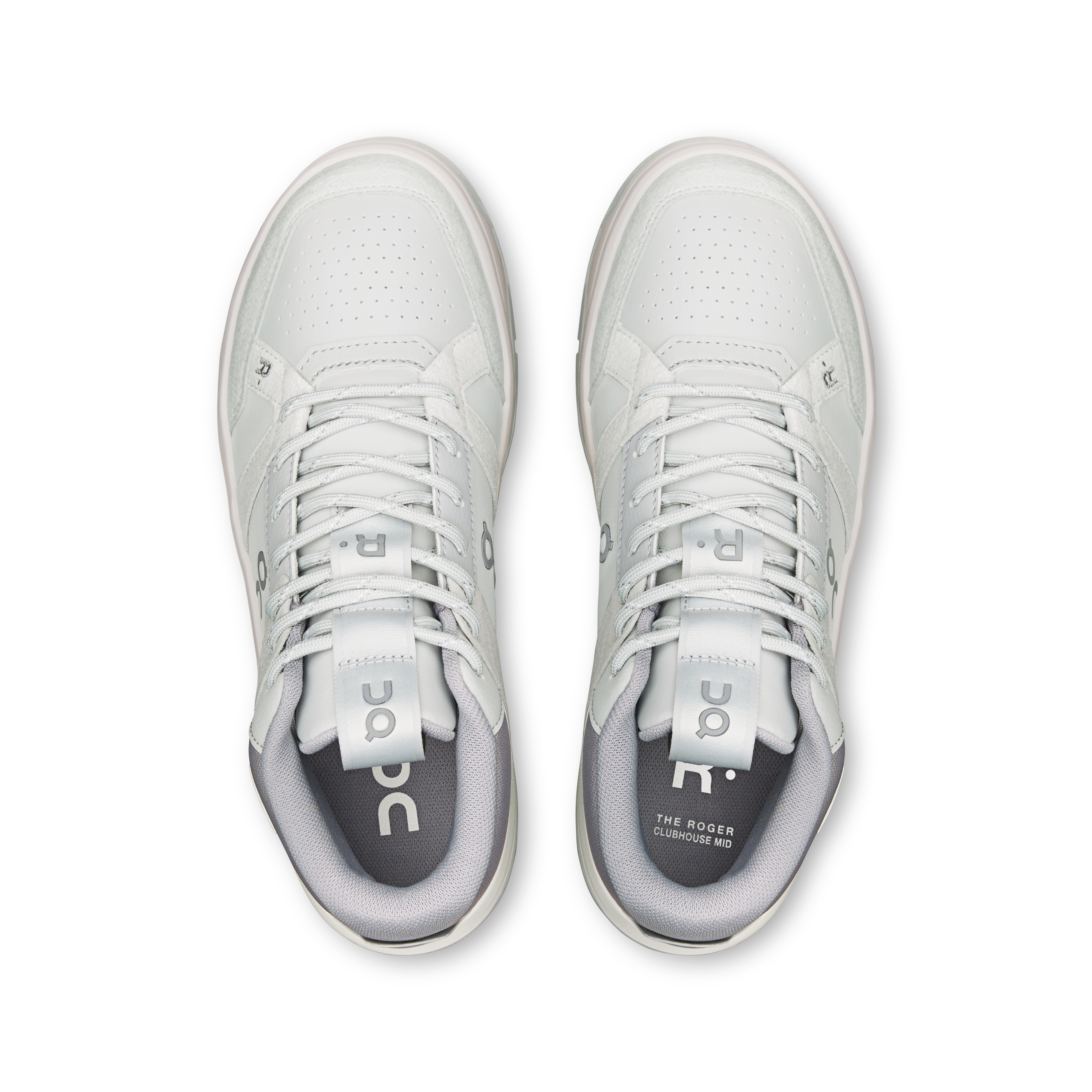 On THE ROGER Clubhouse Mid Glacier & Alloy Women Tennis Shoes