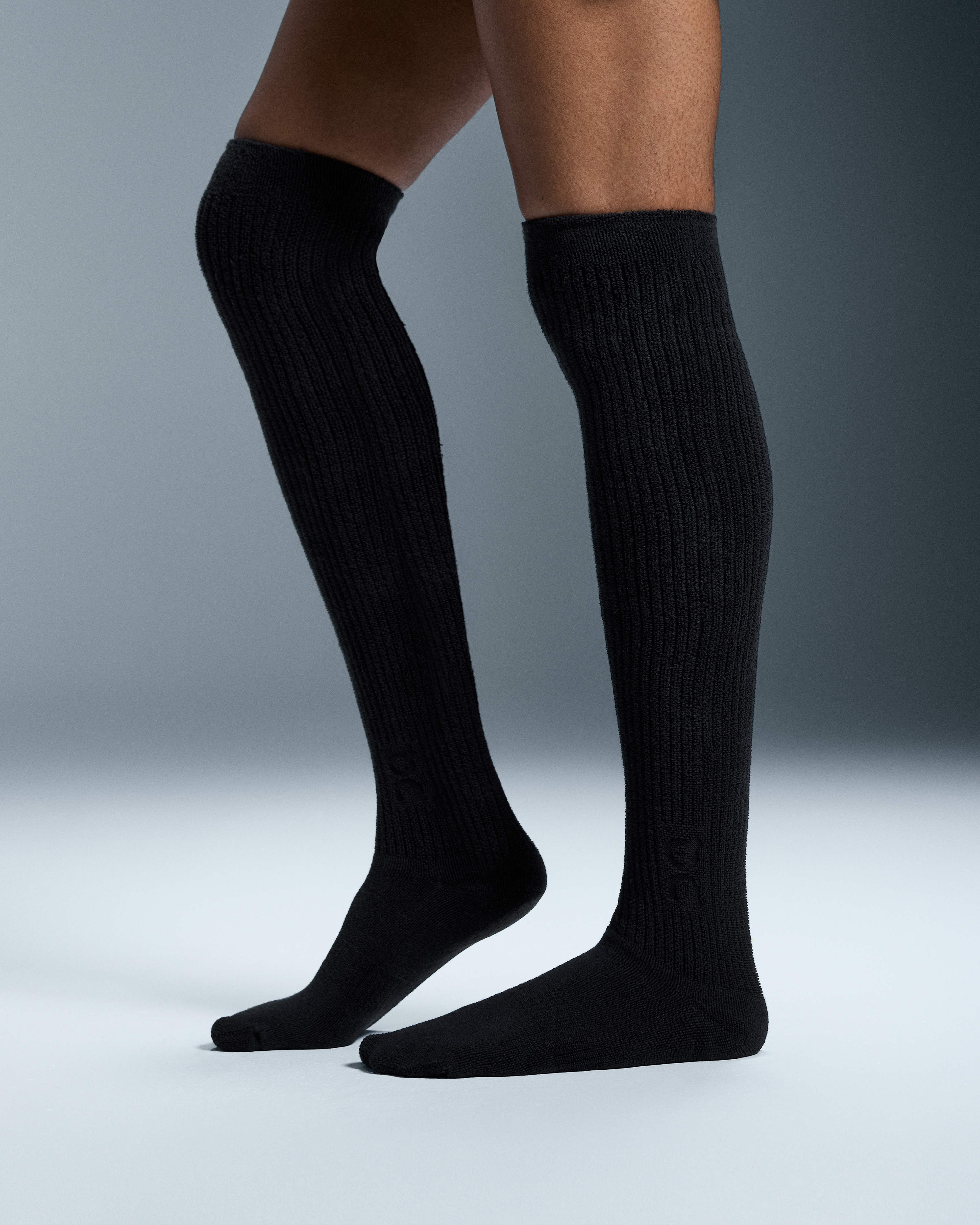 On Terry Sock Knee High Black Unisex Socks