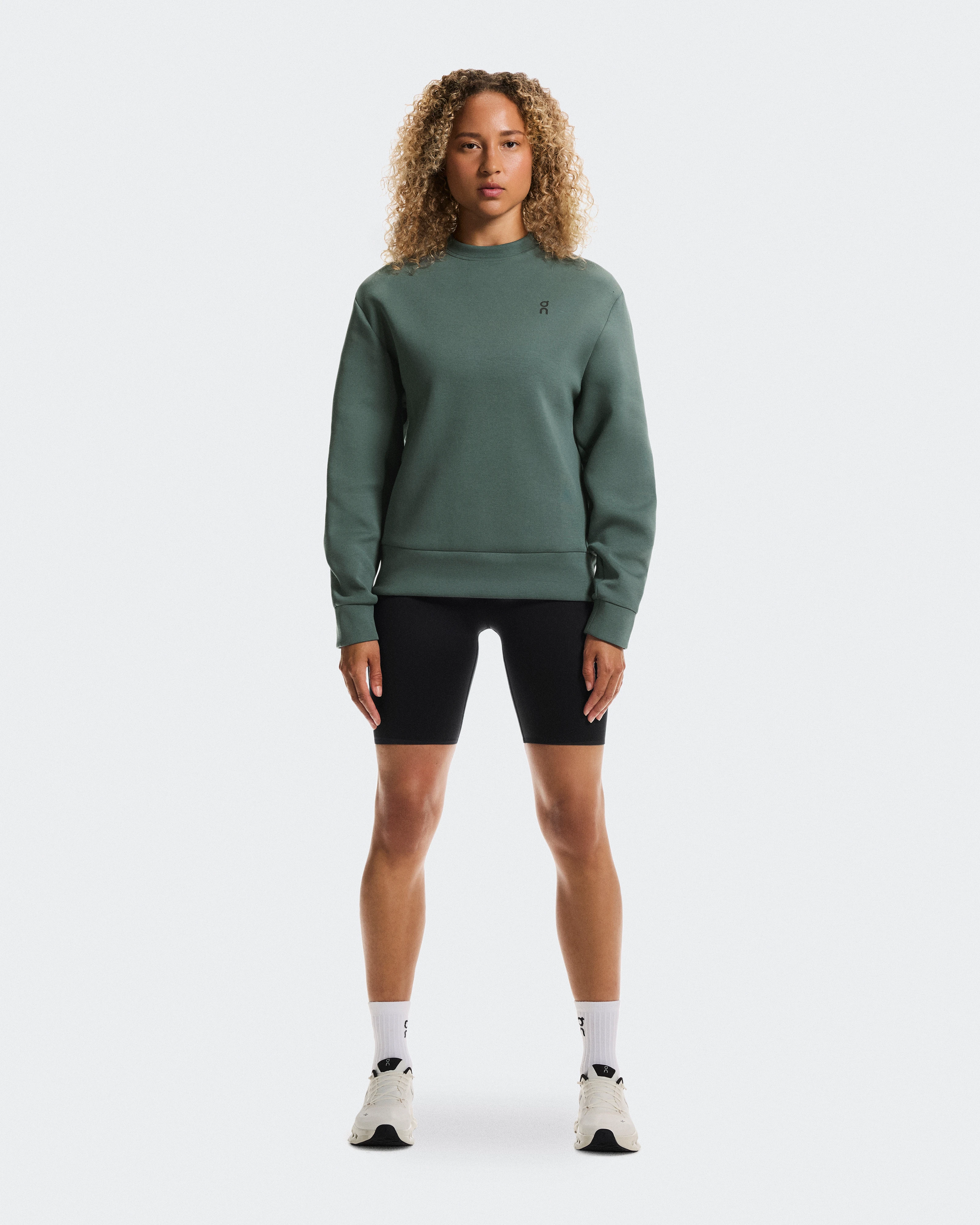 On Focus Tech Crew Olive Women Hoodies and sweatshirts