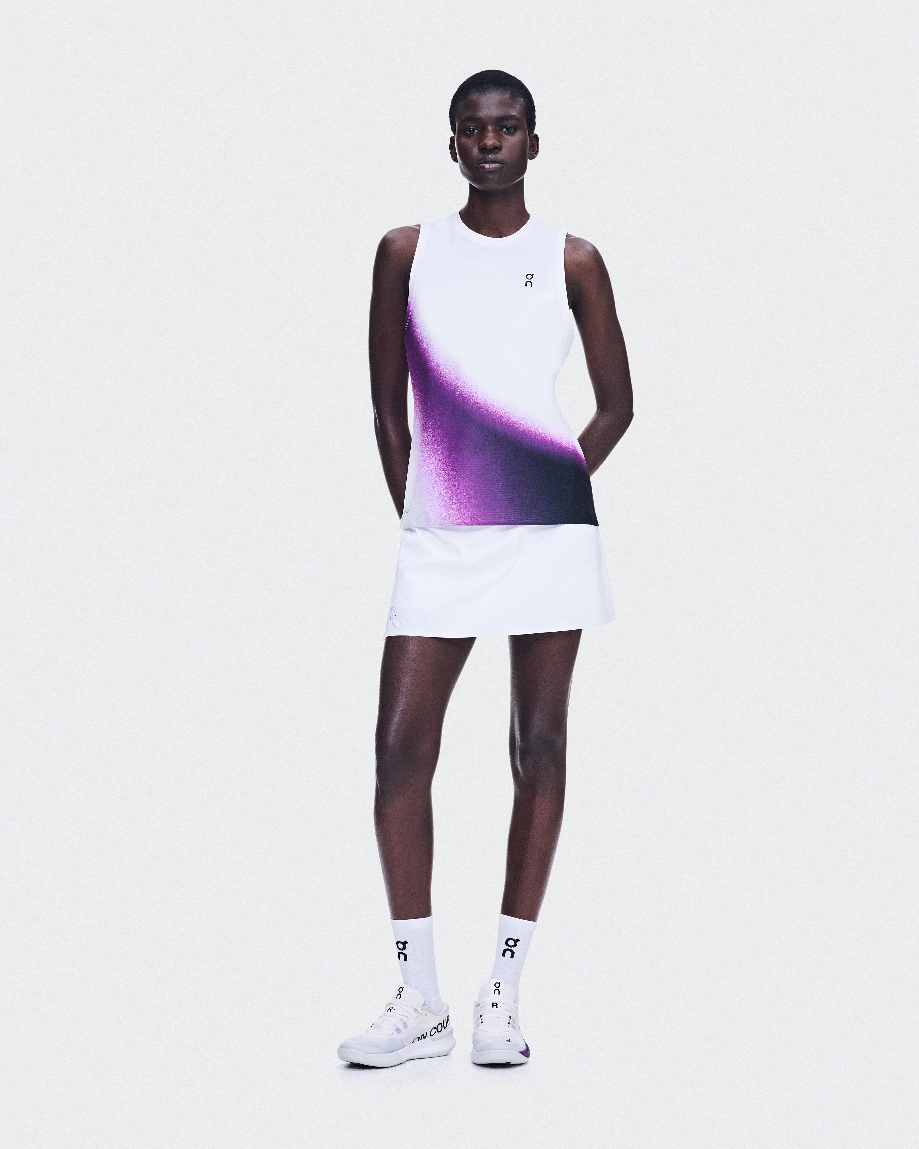 Court Tank Top Swing in White/Cassis