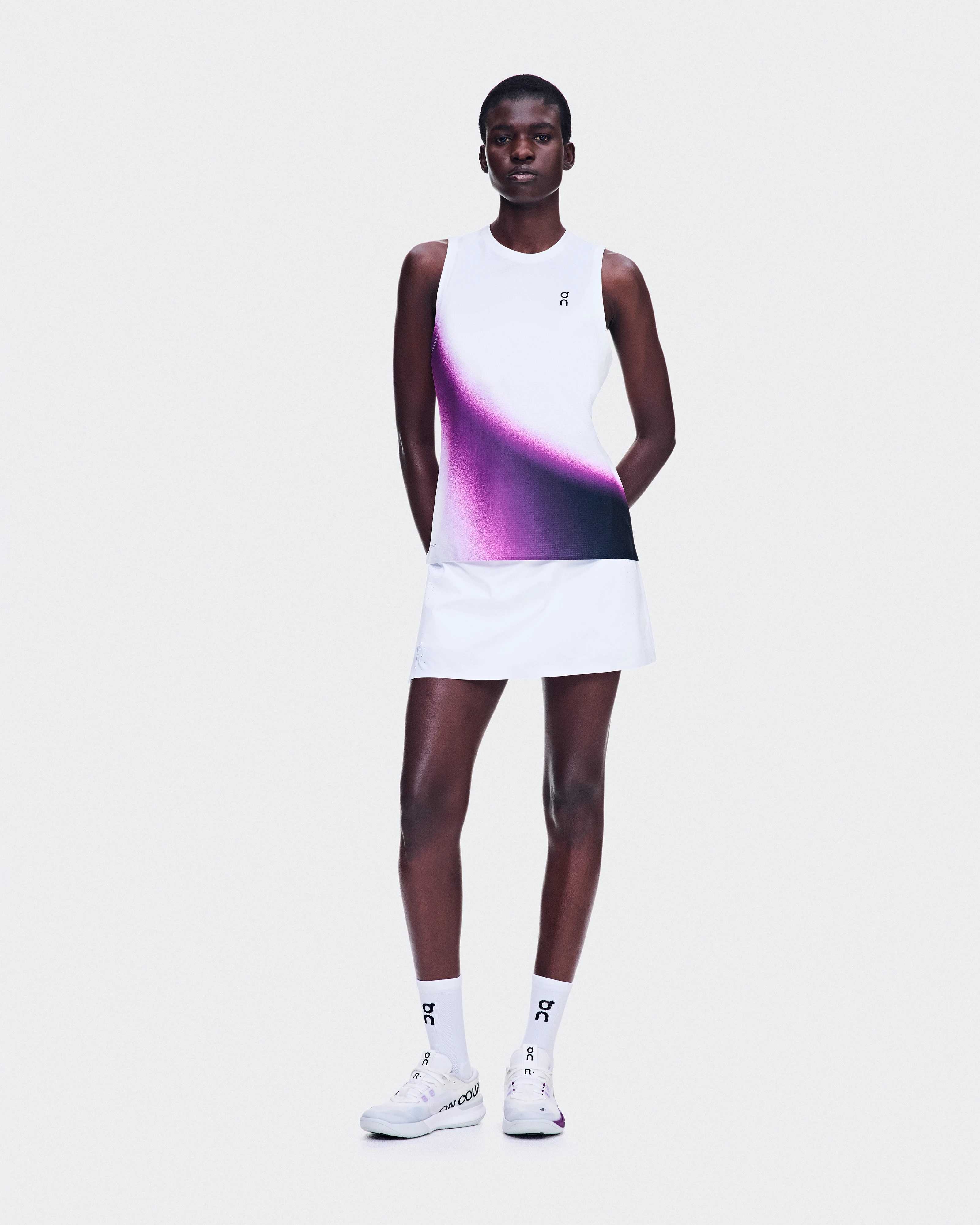 On Court Tank Swing White & Cassis Women Tops and t-shirts
