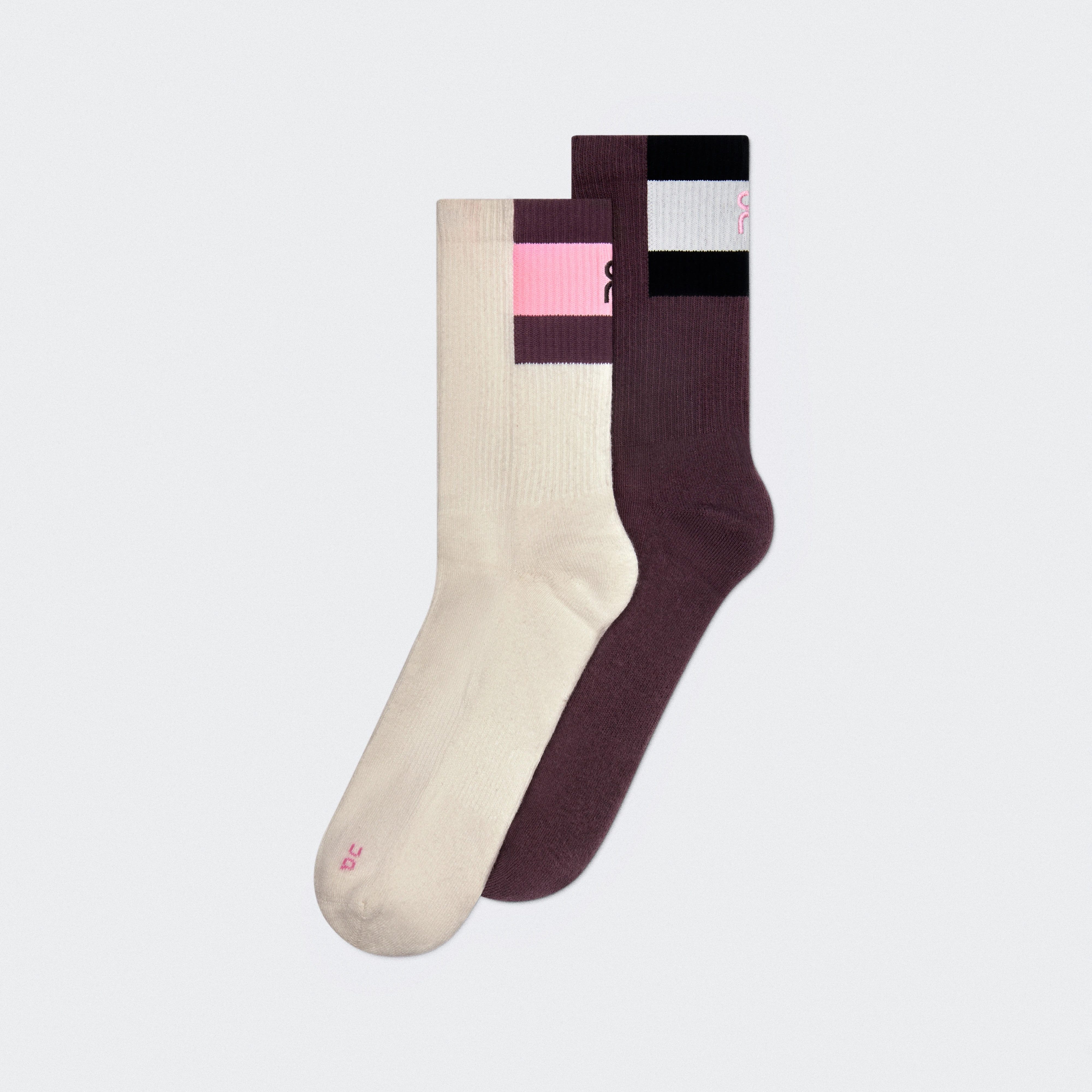 On Courtside Sock High 2P Ivory & Mulberry Unisex – Courtside, all-day wear Socks Active life