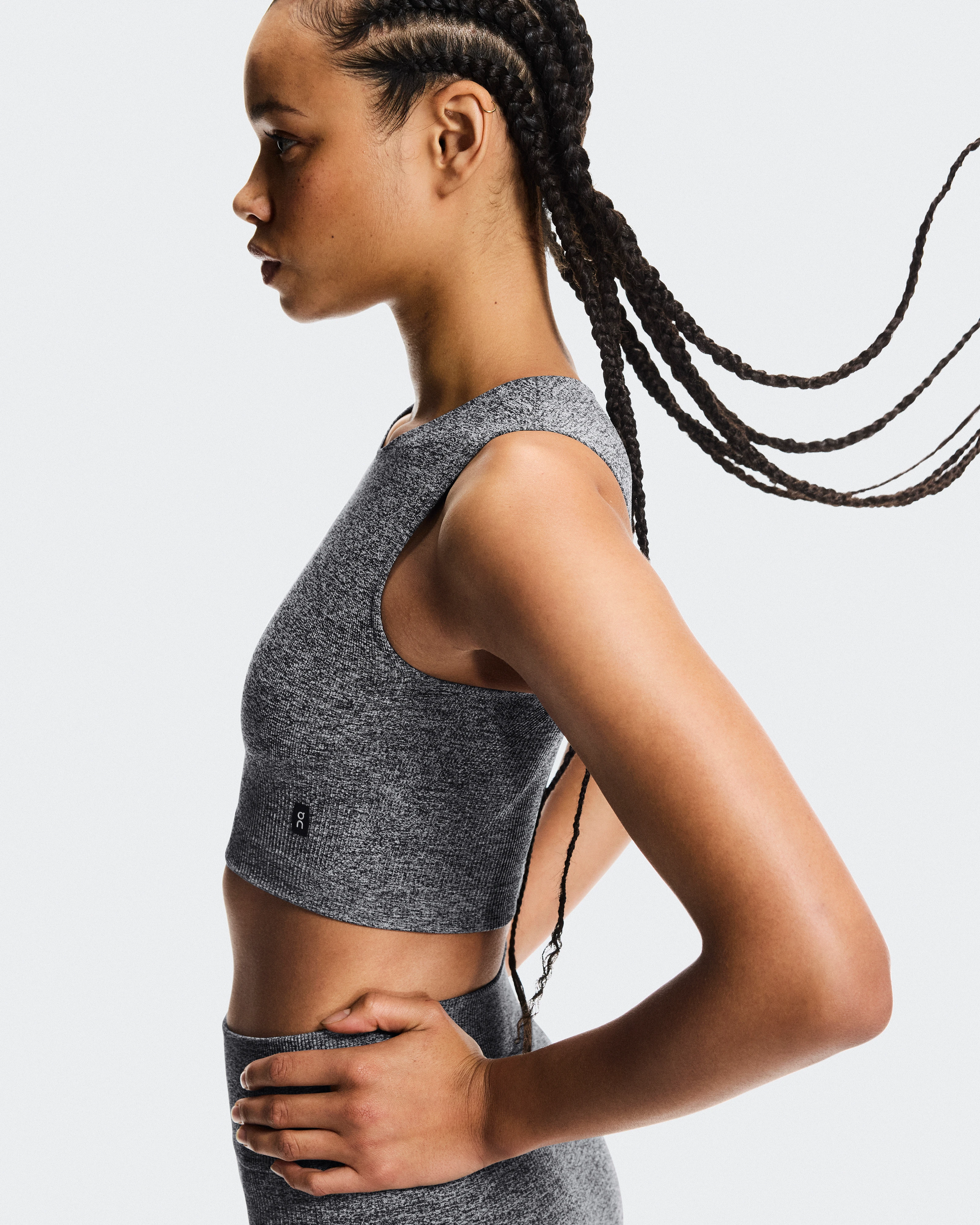 On Studio Knit Crop Graphite Heather Women Tops and t-shirts