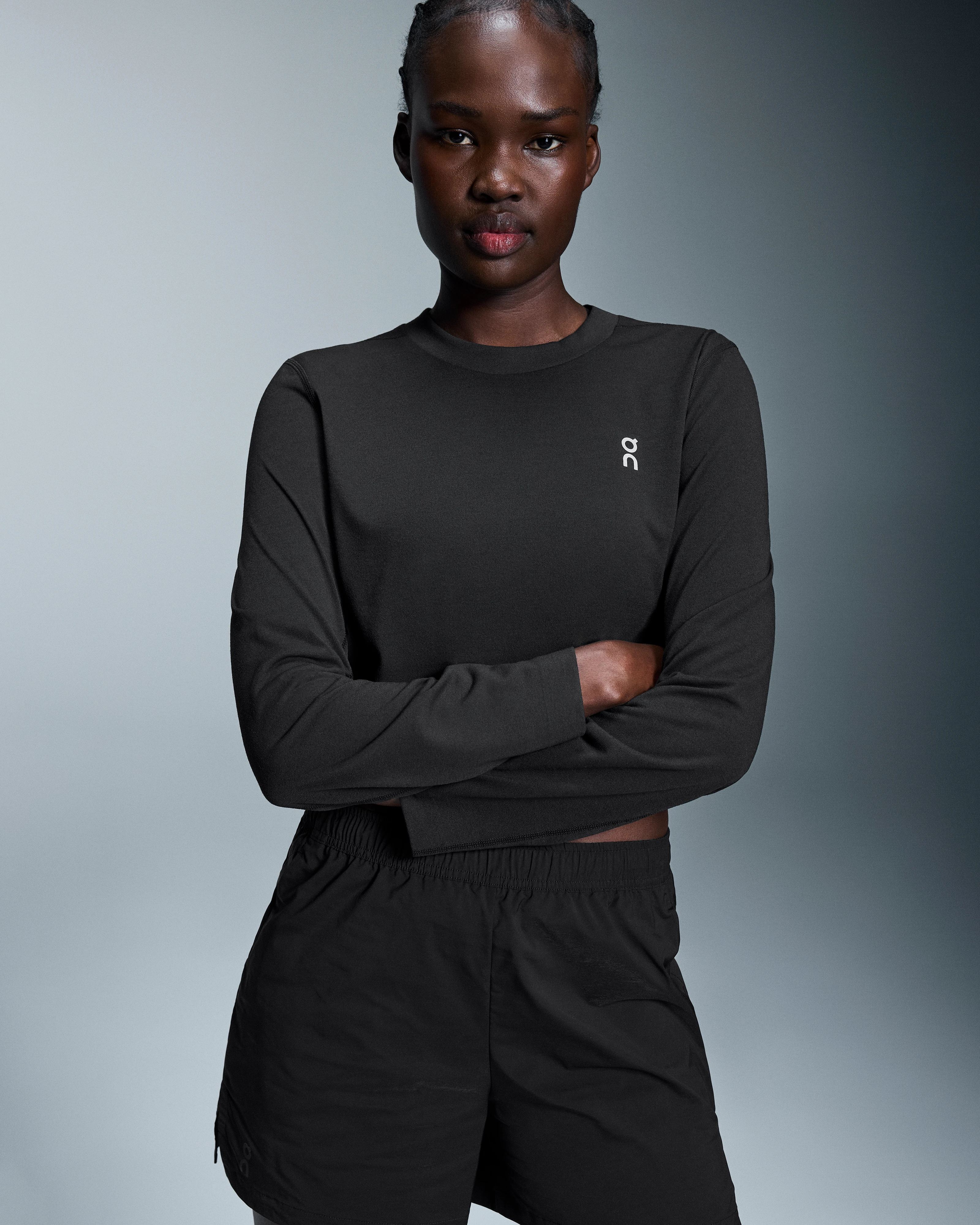 On Train Long-T Crop Black Women Tops and t-shirts