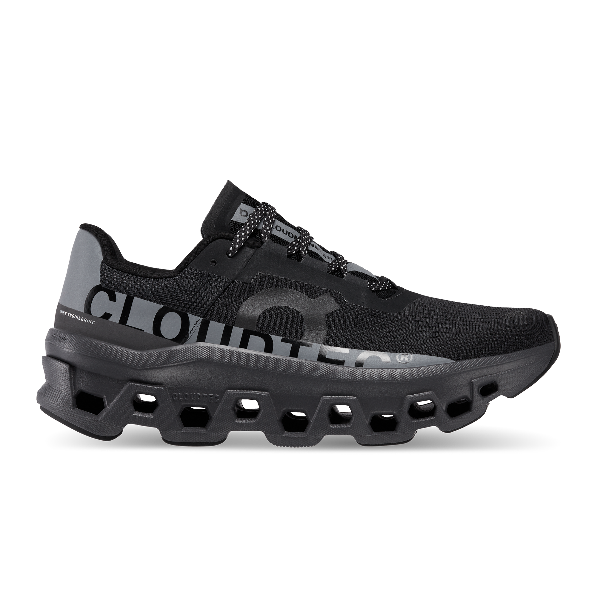On Cloudmonster Lumos Black Women – Maximum cushioning, road runs, reflective panel Shoes