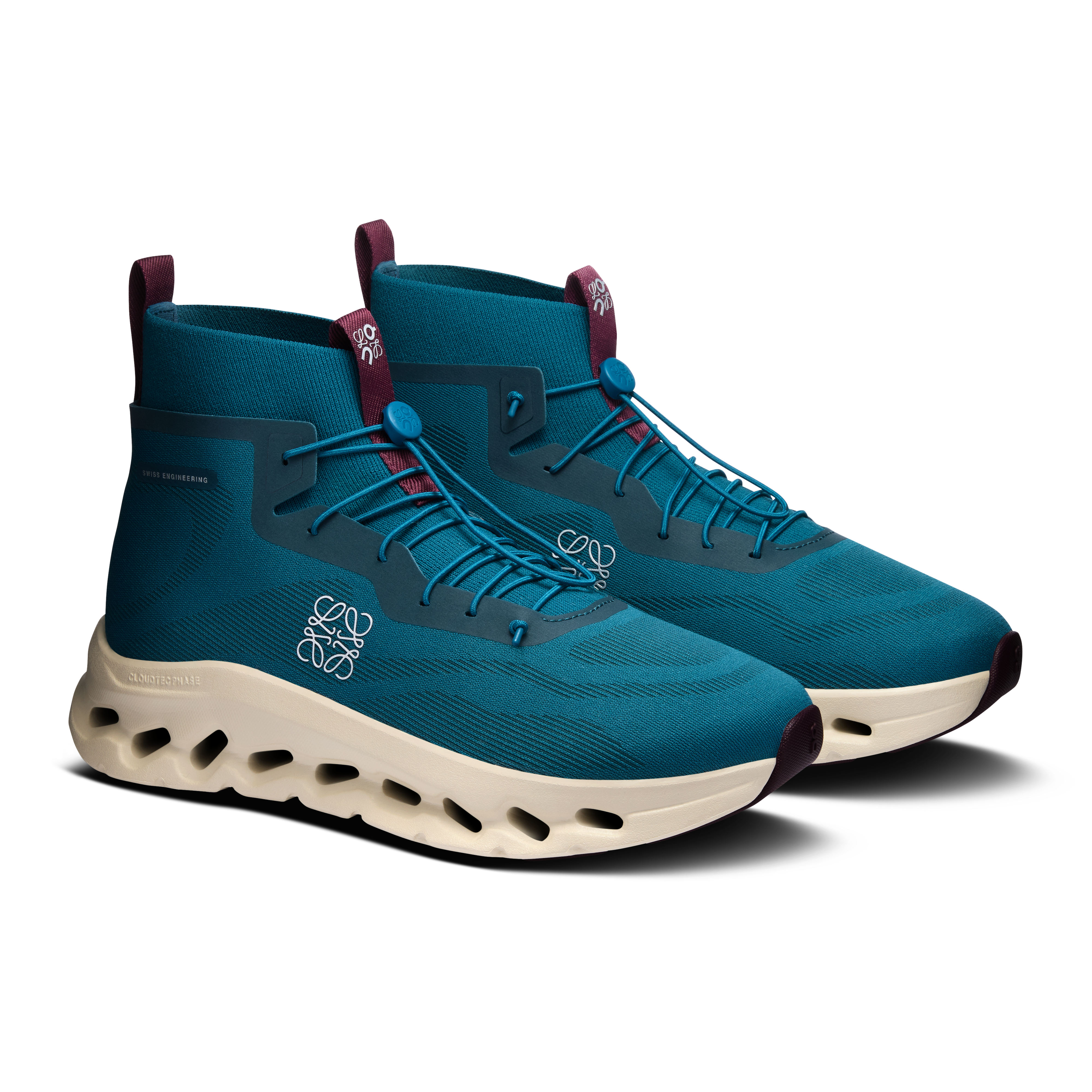 On Cloudtilt Hi LOEWE Teal & Oatmeal | Burgundy Men Active life Shoes