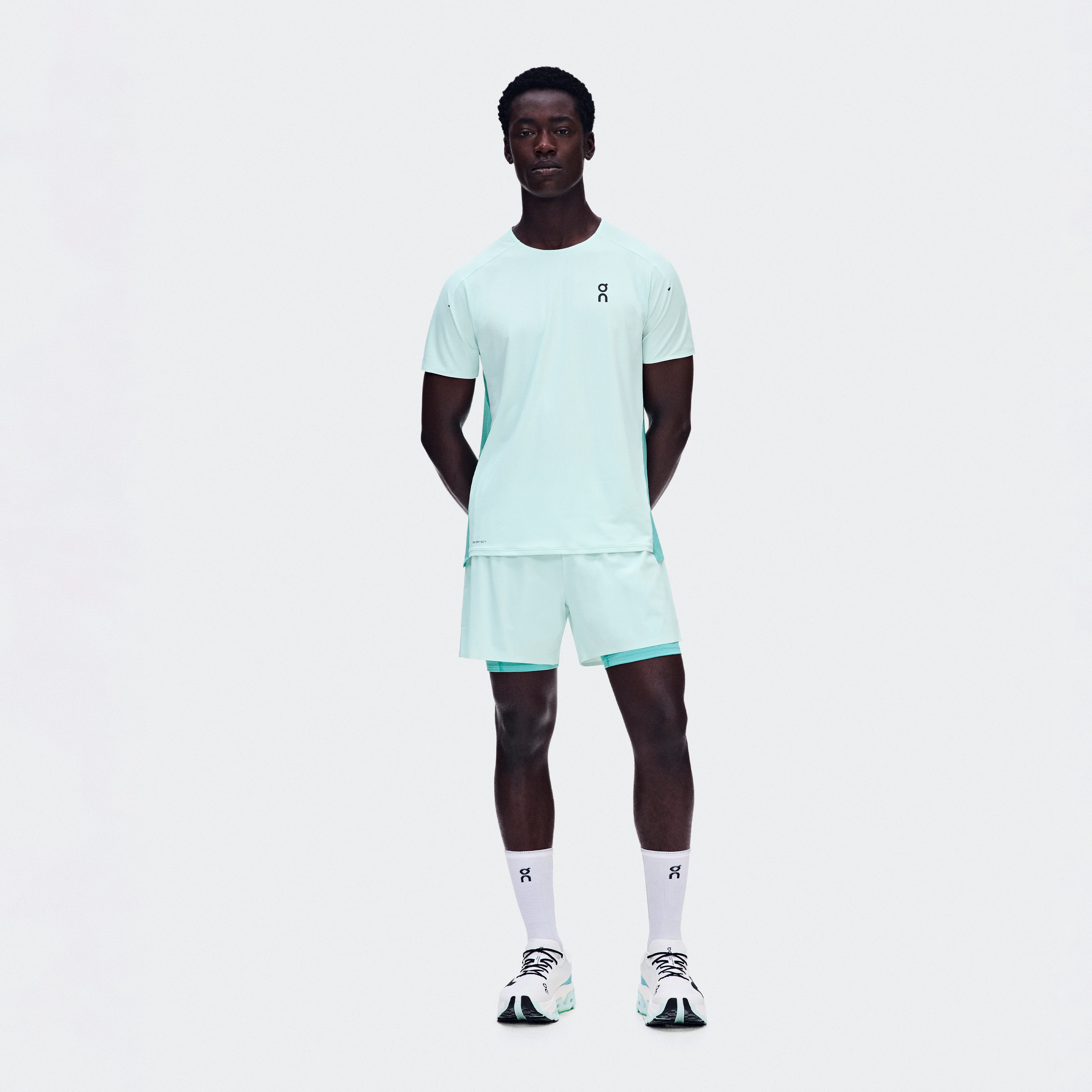 On 5" Performance 2/1 Shorts Flurry & Aquamarine Men – Performance running, lightweight, moisture-wicking Shorts