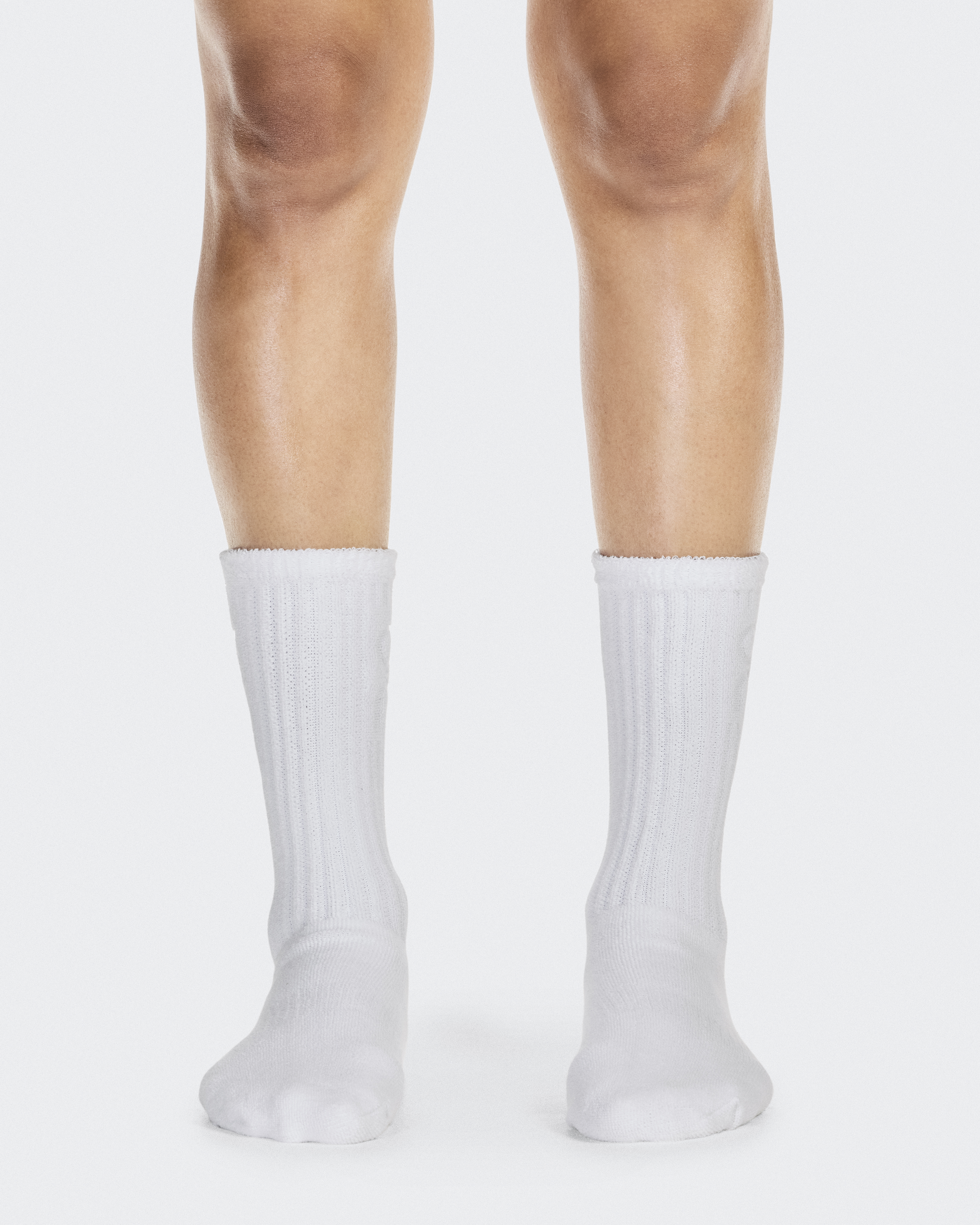 Terry Sock High in White