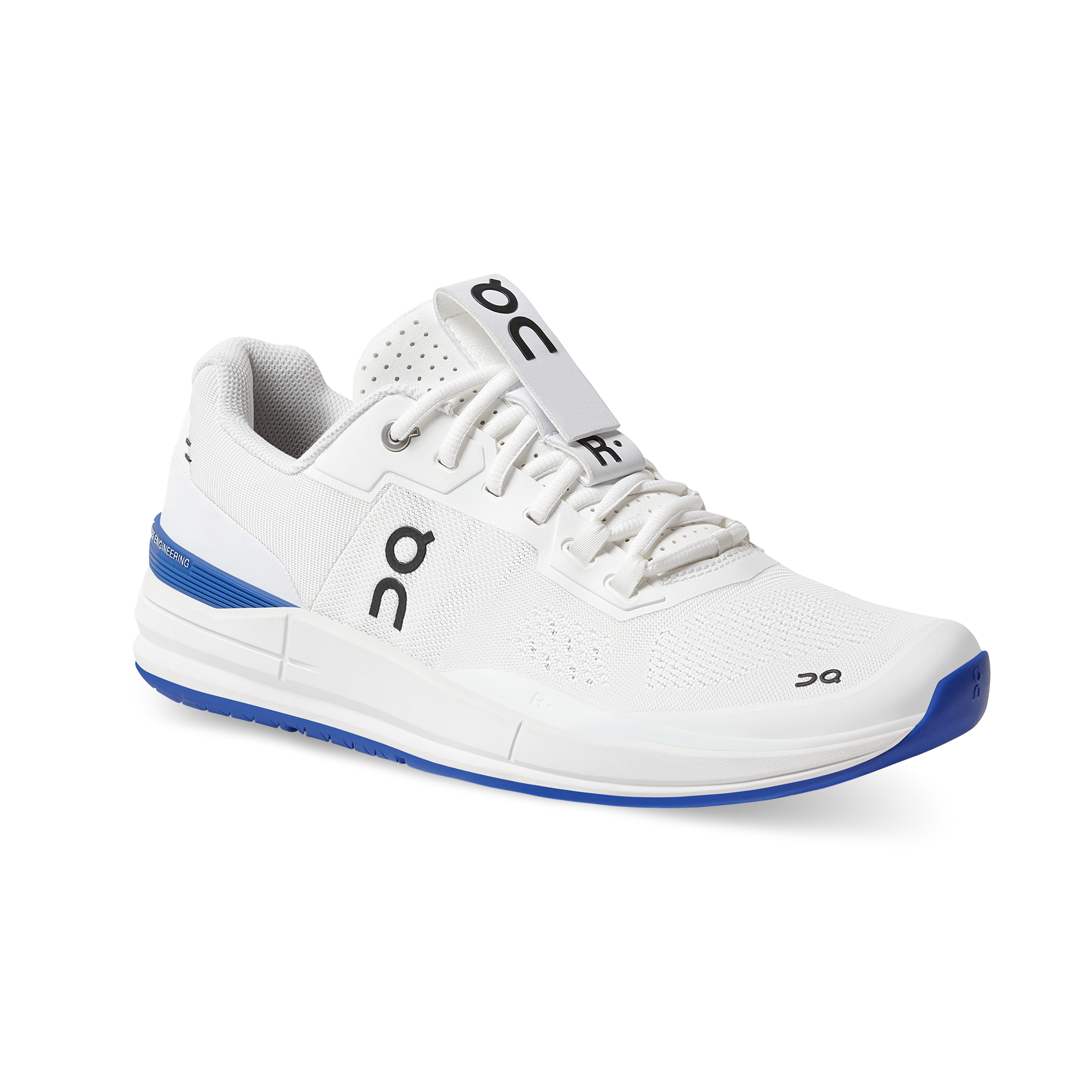 The Roger Pro in the Indigo White colorway, shot from the front at a slight angle. 