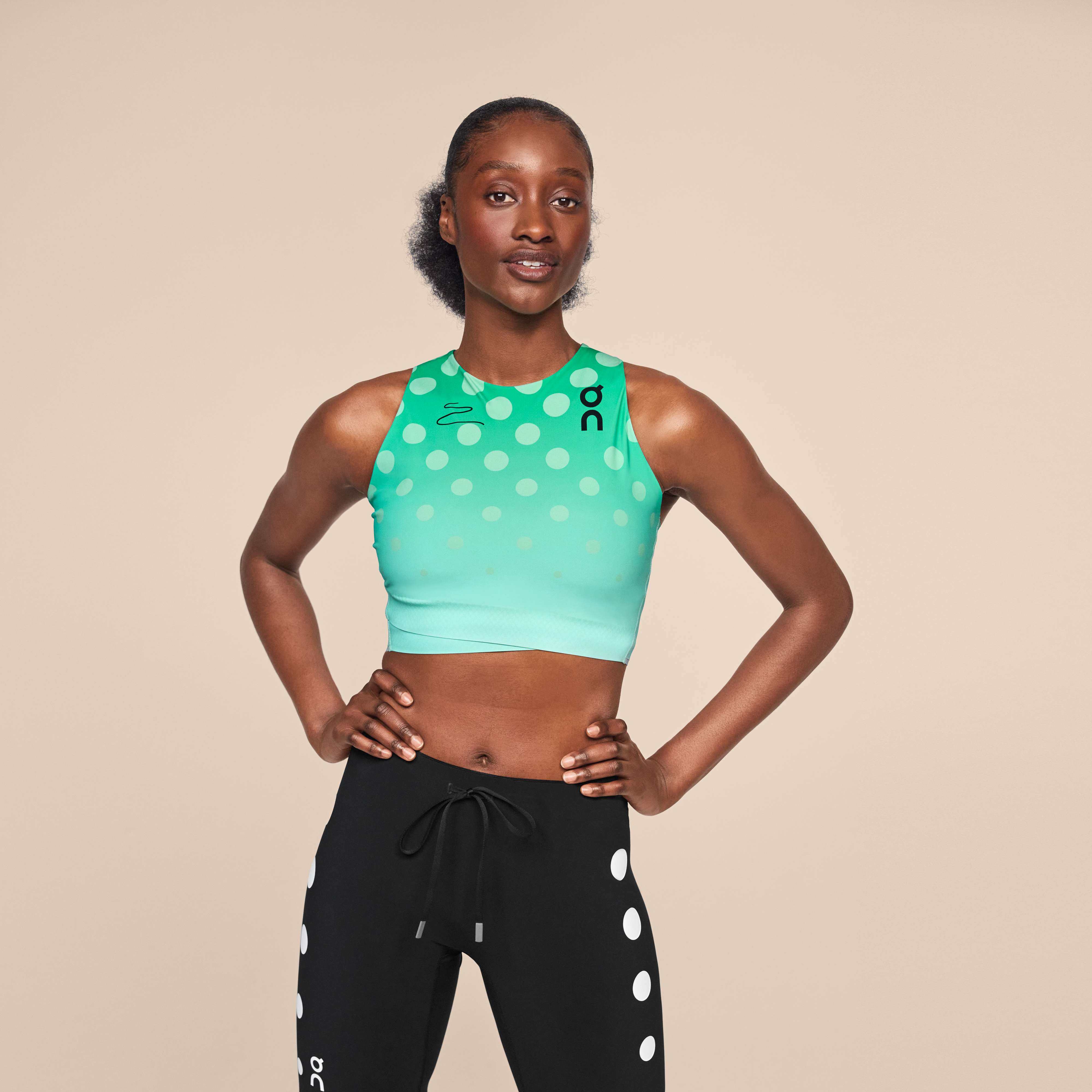 On Crop Top Light Distance Mint & White Women – Performance running, special edition, breathable Tops and t-shirts
