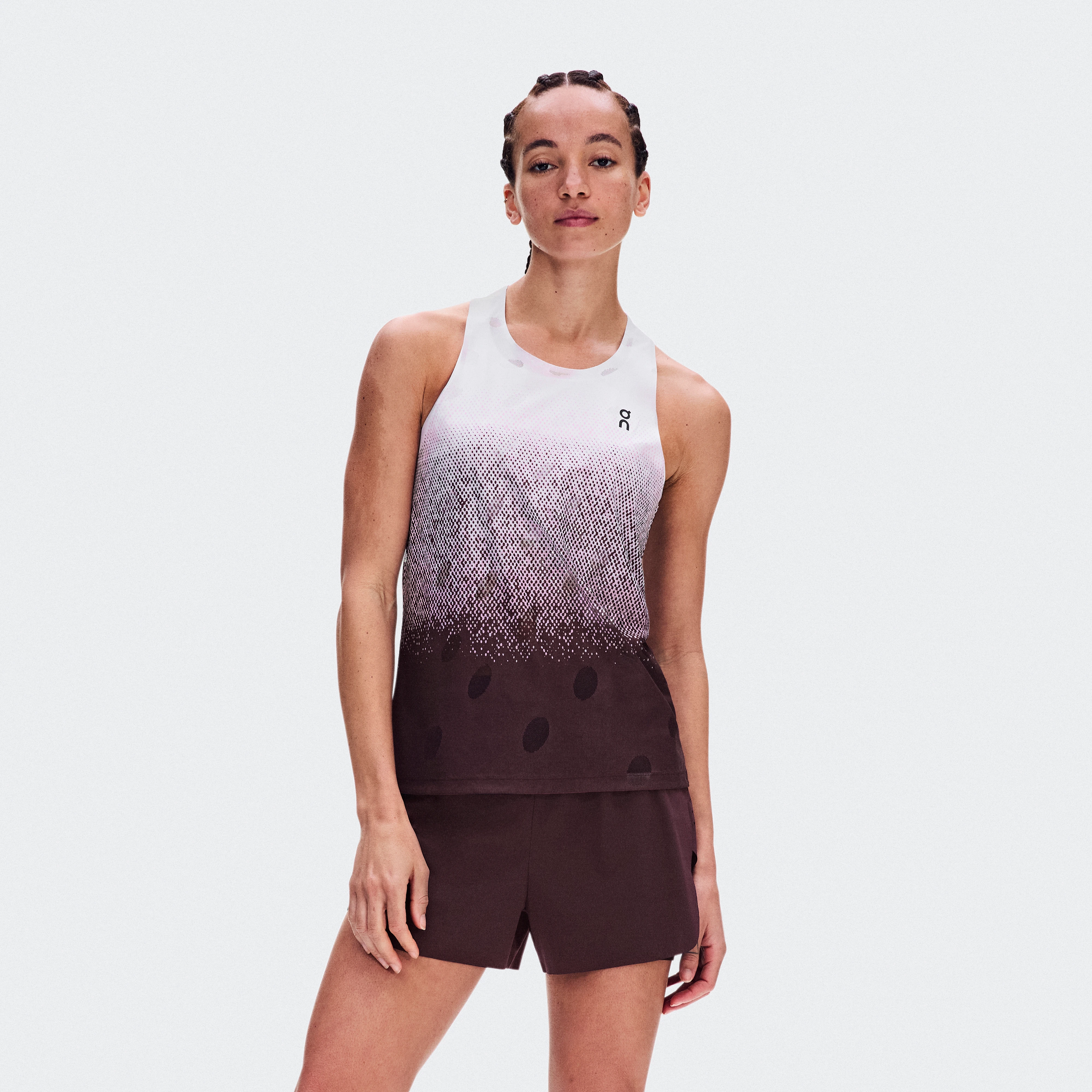 On Zero Tank Breathe Foxglove & White Women – High-performance run training and racing Tops and t-shirts